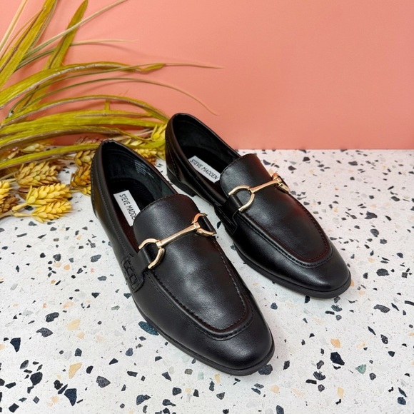 NEW Steve Madden Carrine Black Horsebit Women’s Leather Slip On Loafers Sz 7.5 - Picture 10 of 10